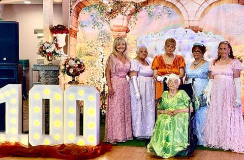 Amelia Blanca Martinez and her daughters at her 100th birthday celebration. (Photo/Debbie Daniel)
