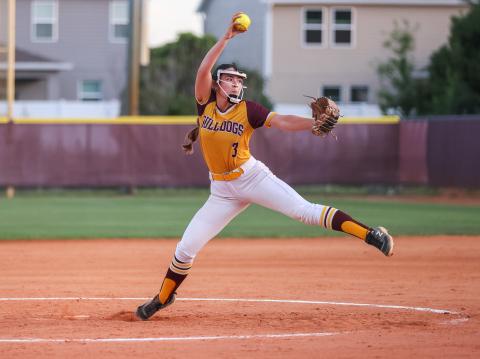 In her final game as a Bulldog, St. Cloud pitcher struck out six and walked none in a gut-wrenching 1-0 loss to Port St. Lucie Centennial in Wednesday's Class 7A regional final. (Photo/Taylor McFee)