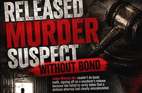 A website links to 2021 reporting by WFTV 9 that says Circuit Court Judge Mikaela Nix released a murder suspect from Osceola County jail without bond because she didn't verify the number of days his attorney claimed he'd been in jail without charges being filed when he asked for his client to be released. (Graphic via VoxPopuli)