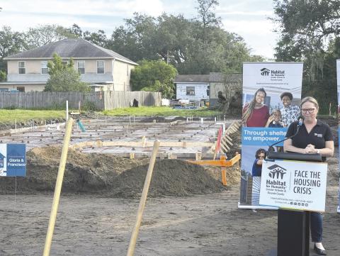 Habitat for Humanity celebrated the groundbreaking of its first Osceola County house build last week, and expects to have it move-in ready by Christmas despite just having a foundation currently. PHOTOS/DAVID CHIVERS