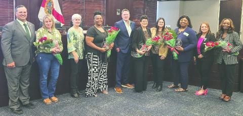 This year’s cast of nominated Women Warriors, from left: Deana Johnson Taylor, Pastor Tamika Holley, Marilyn Cortes-Lovato, Arabella Weaver and Gabrielle Sanders-Morency. PHOTO/KEN JACKSON