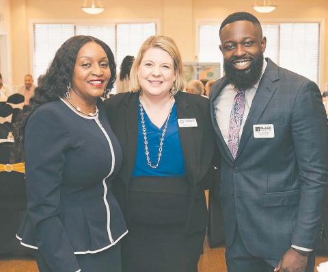 Black Empowerment and Community Council's Christina Morris with BECC member Matt Quainoo and HOPE Chief Development officer Angie Rench at the 2024 Vanguard Awards (Submitted Photo)