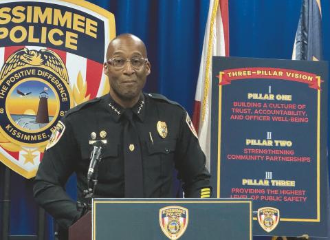 Kissimmee Police Chief Charles Broadway discussed his first 100 days at the helm last week—the plans lay a groundwork for the future. (Photo/David Chivers)