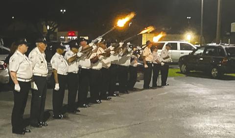 The Osceola County Veterans Council Honor Guard fires a 21-gun salute at Friday’s Soldier City Veterans Day Dinner PHOTOS/TERRY LLOYD
