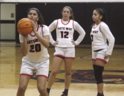 Maylayna Stevenson (20), Karli Cole (12) and Alyssa Marino (3) are returning starters from Gateway’s Class 5A Final Four basketball team. FILE PHOTO