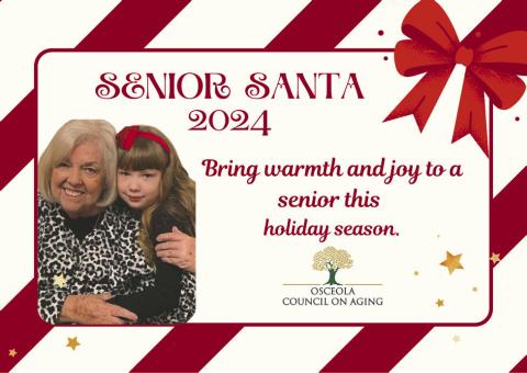 Former OCOA president/CEO, Beverly Hougland, and granddaughter Brynnlee Hougland, tout the Council on Aging’s Senior Santa program. PHOTO/OSCEOLA COUNCIL ON AGING