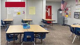 Poinciana High reading and English teacher Jeanette Colon-Caraballo’s classroom before and after a makeover after winning the Addition Financial Renovate to Educate competition. PHOTOS/DONASIA HARRY