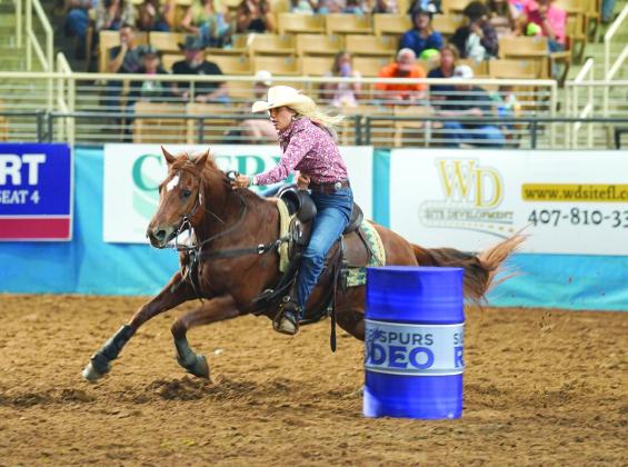 The barrel racers will be among the cowgirls and cowboys competing this month at the landmark 150th Silver Spurs Rodeo Feb. 17-19. FILE PHOTO