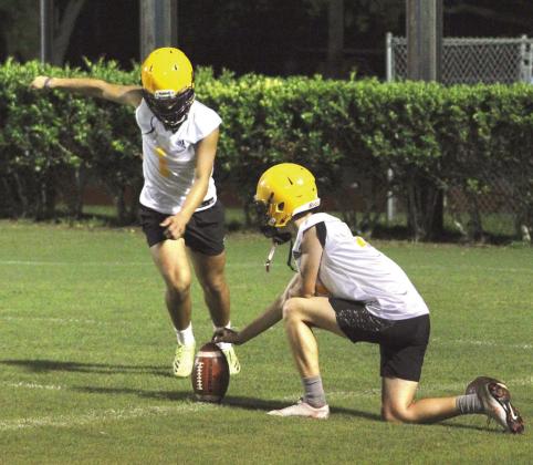 Time to kick off! St. Cloud, shown practicing kicking drills earlier this month, heads to Windermere on Friday for a 7 p.m. Kickoff Classic. PHOTO/LYNDSEY TELLEZ