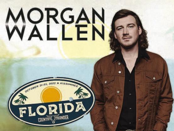 Morgan Wallen headlines the Saturday Oct. 22 lineup at Country Thunder at Osceola Heritage Park. GRAPHIC/COUNTRY THUNDER