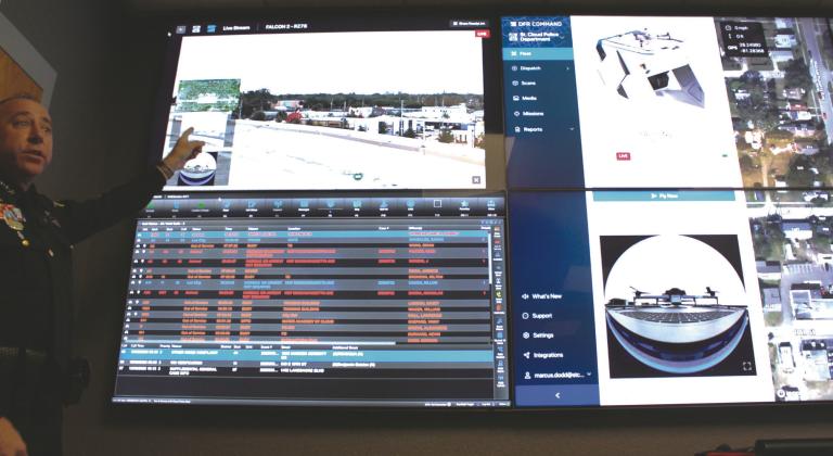 St. Cloud Police Chief Doug Goerke showed off the agency’s new Drone as First Responder program, which can provide officers with real-time information on an incident before they arrive there. (Photos/Ken Jackson)