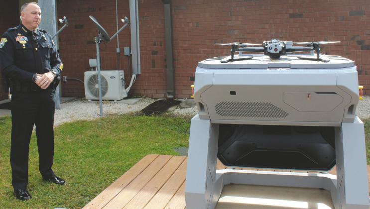 St. Cloud Police Chief Doug Goerke showed off the agency’s new Drone as First Responder program, which can provide officers with real-time information on an incident before they arrive there. (Photos/Ken Jackson)