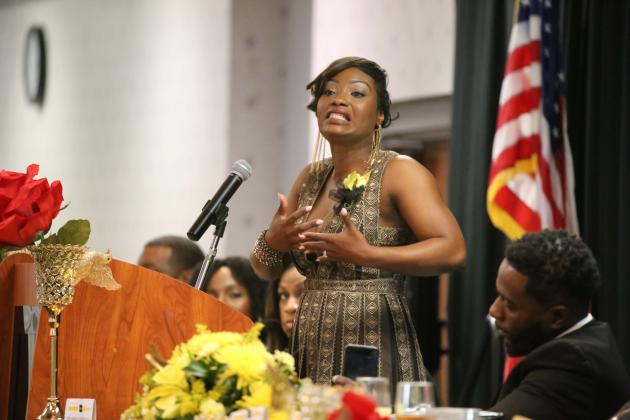 News-Gazette Photo/Nancy Brigham. Osceola County Judge Gabriella Sanders-Morency was the keynote speaker at the 32nd annual Dr. Martin Luther King Jr. Commemoration Banquet.