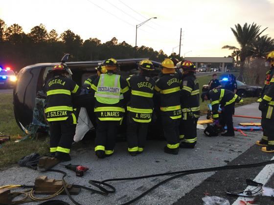 Osceola County Fire Rescue works the fatal traffic crash on State Road 429 on Tuesday. PHOTO/OSCEOLA COUNTY FIRE RESCUE