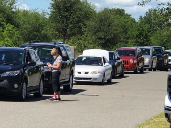 At the last distribution on May 7, 800 cars, representing 1,241 families and 3,131 household members, received 47,000 pounds of food by day’s end. 