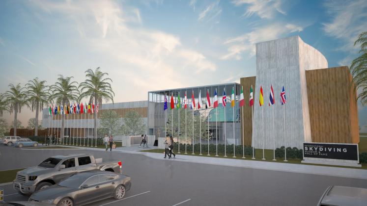 This is a rendering of the International Skydiving Museum and Hall of Fame.