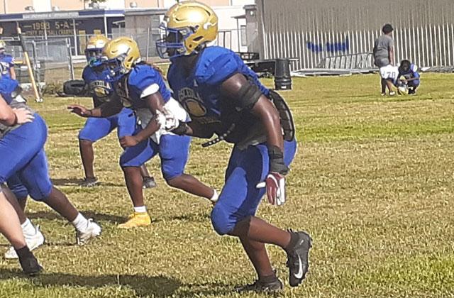Derrick Leblanc, who earned Osceola News Gazette’s Defensive Player of the Year honors as a sophomore, returns to anchor the Kowboys’ defensive line. Leblanc has already received scholarship offers from practically every Division 1 football power. (Photo by J. Daniel Pearson)