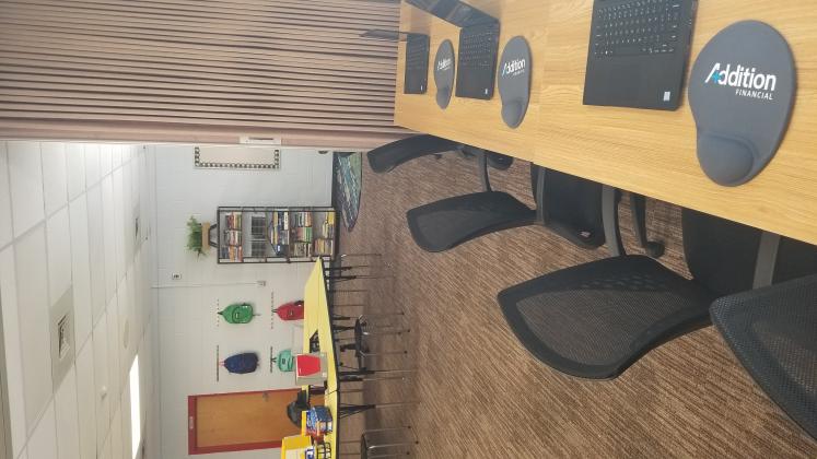 The classroom was outfitted with new chairs and mouse pads for its laptop stations. PHOTO/KEN JACKSON