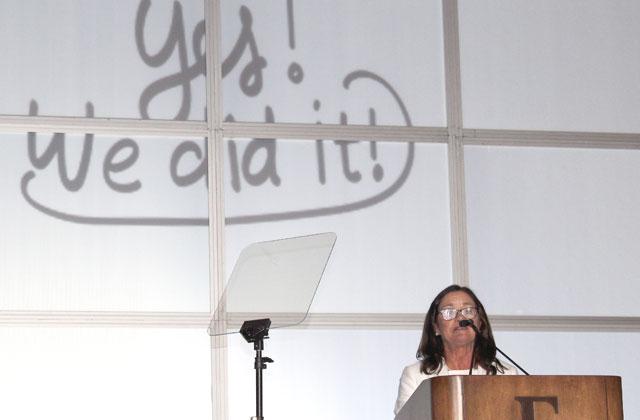 School District of Osceola County Superintendent Dr. Debra Pace delivers her speech durng Tuesday's State of Education Address.PHOTO/KEN JACKSON