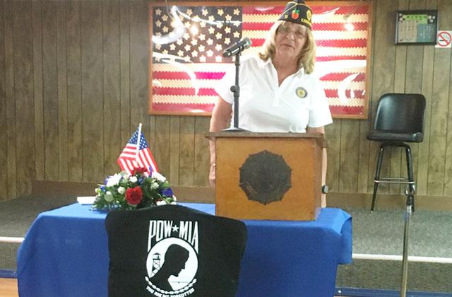New Post 10 Commander Dianne Ritchey addresses members. PHOTO/TERRY LLOYD