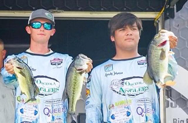 Harmony High’s Gage Foster and Grady Johnson recently represented Osceola Anglers at the Bassmaster High School National Finals. SUBMITTED PHOTO