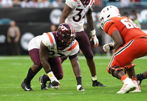 Florida State’s Dennis Briggs (6) and Virginia Tech’s Mario Kendricks (22) with both play key roles on their team’s defensive lines in 2021 (PHOTOS COURTESY FSU AND VIRGINIA TECH SPORTS INFORMATION)