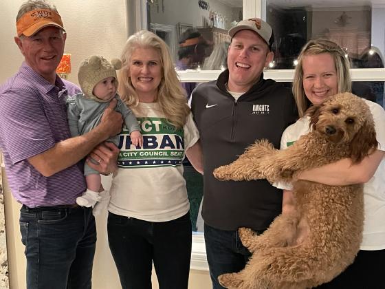 Kolby Urban (in dark UCF shirt), with his family, won election to the St. Cloud City Council Tuesday, earning 63.4 percent of the vote. SUBMITTED PHOTO