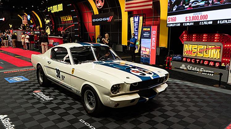 The 1965 Shelby GT350R Prototype “Flying Mustang” was the chart-topping car at the 2022 Kissimmee Mecum Auction, crossing the auction block at $3.75 million. PHOTO/MECUM Auctions