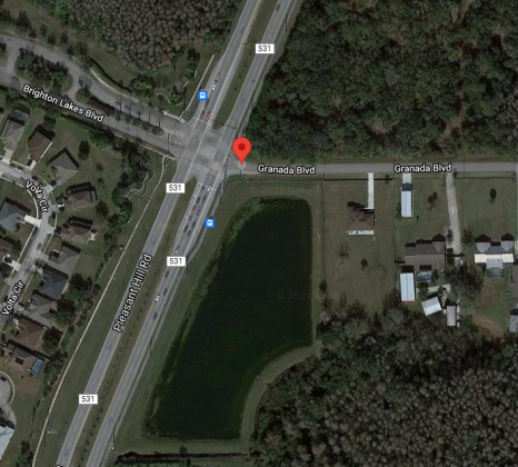 A car submerged into this pond at Pleasant Hill Road and Grenada Boulevard in Thursday's early-morning hours. GOOGLE EARTH