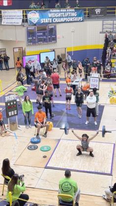 Adriana Rosa powers through a lift at the Class 3A state meet at Port St. Joe High School. SUBMITTED PHOTO