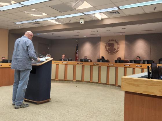 John Kalish addressed the School Board during Tuesday's meeting. PHOTO/KEN JACKSON