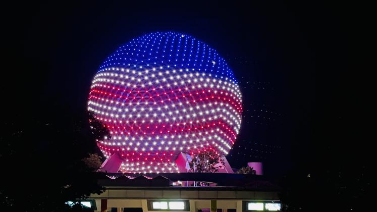 The ‘Heartbeat of Freedom’ display illuminated the night sky with patriotic colors making a beacon of freedom across the land.