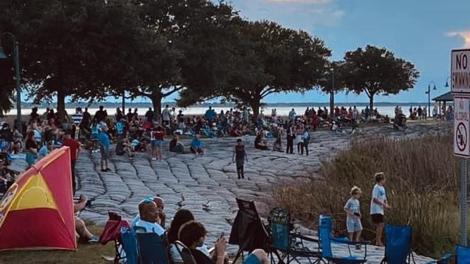The community of St. Cloud gathers on East Lake Toho shores to enjoy a Fourth of July display of fireworks.