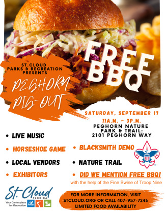 Come for the fun and stay for the free food at the Peghorn Pig Out on Sept. 17. GRAPHIC/CITY OF ST. CLOUD