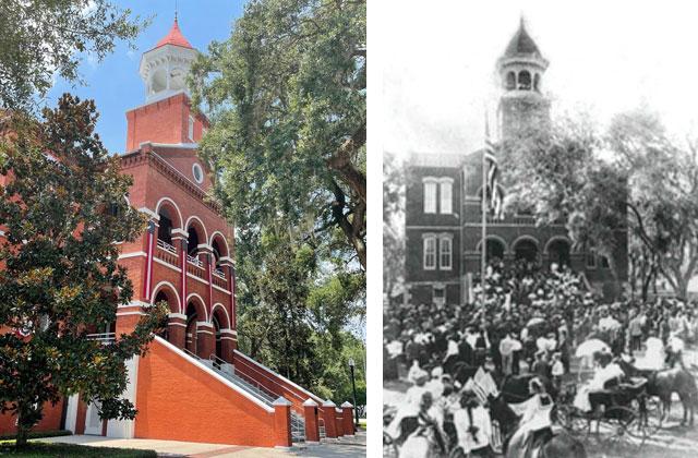The Osceola County Historic Courthouse, as it looks today and in its original form. PHOTO/OSCEOLA COUNTY