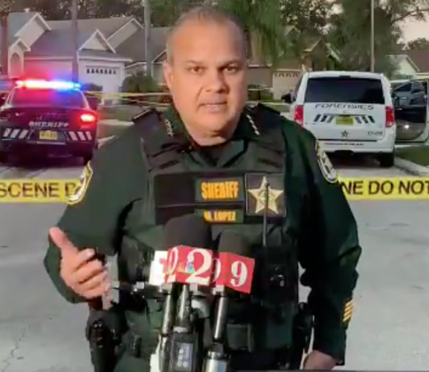 Osceola County Sheriff Marcos Lopez gives details Tuesday evening regarding a stabbing death investigation in west Osceola County.