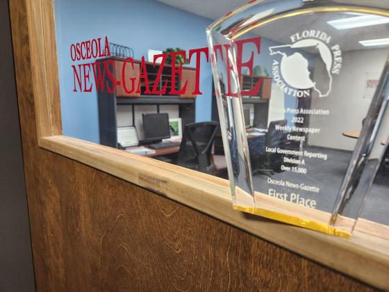 The Osceola News-Gazette claimed two first-place Florida Press Association awards in 2022; it is nominated for eight awards this year. STAFF PHOTO