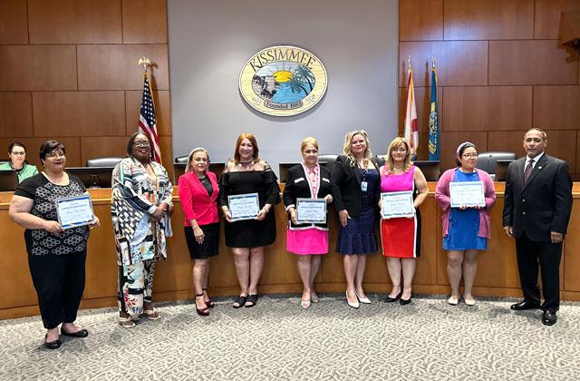 Six female community leaders were honored by the Kissimmee City Commission Tuesday as part of a city Women’s History Month celebration. PHOTO/CITY OF KISSIMMEE