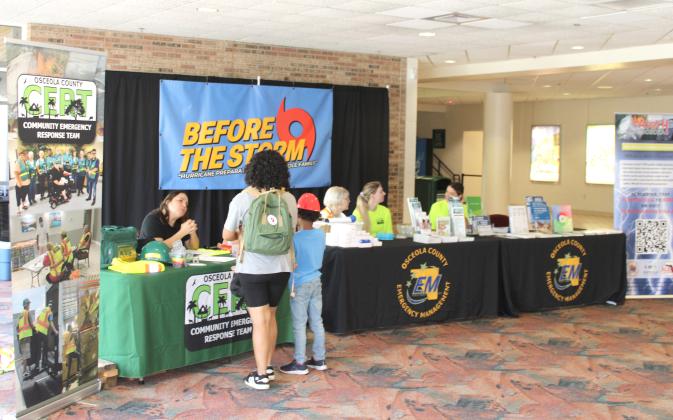 Representatives of Osceola Emergency Management, Kissimmee Utility Authority, Orlando Utilities Commission, and the Red Cross were provided storm readiness information at the county’s annual hurricane preparation event Saturday at Kissimmee Civic Center. PHOTOS/TERRY LLOYD