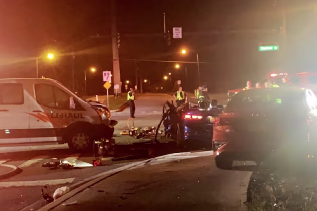 The  crash scene at Lawrence Silas Boulevard and Neptune Road in the early morning hours of Oct. 16, 2020. PHOTO/KISSIMMEE FIRE DEPARTMENT
