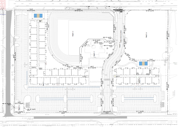The site plan for Ivey Reserve Park — 160 living units in two 4-story buildings set around the Ivey House. OSCEOLA COUNTY