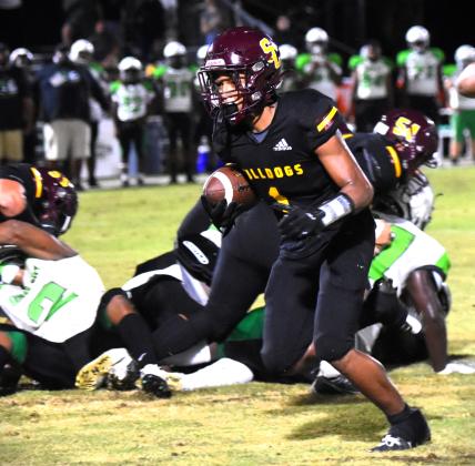 T.J. Griffin, shown in August's Kickoff Classic, rushed for touchdown and intercepted a pass in St. Cloud's 42-7 win over Liberty Friday. PHOTO/KATIE WILLIAMS