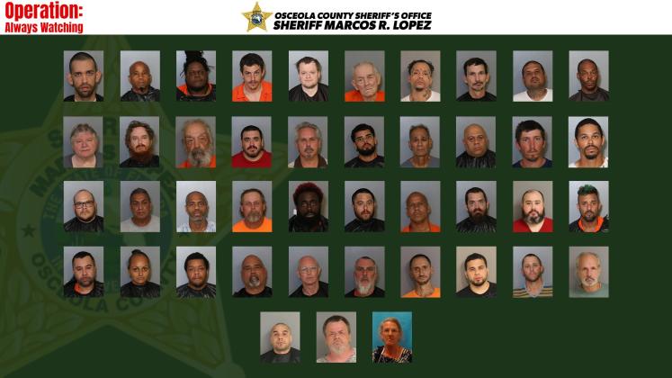 The Osceola County Sheriff's Office reported 86 arrests in the 'Operation Always Watching' for crimes related to sexual offenders/predators restrictions or new law violations.   PHOTO/OSCEOLA SHERIFF'S OFFICE 