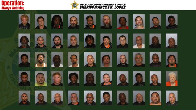 The Osceola County Sheriff's Office reported 86 arrests in the 'Operation Always Watching' for crimes related to sexual offenders/predators restrictions or new law violations.   PHOTO/OSCEOLA SHERIFF'S OFFICE 
