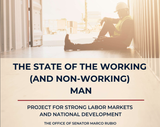 U.S. Sen. Marco Rubio recently released a report he penned stressing the urgent need to get a population of men back to work and in turn, getting the nation back on track.