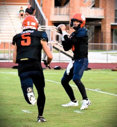 Tohopekaliga's Sabby Meassick and Julian Nasco connected on three touchdown passes Friday against unbeaten Orlando Christian Prep. PHOTO/KATIE WILLIAMS