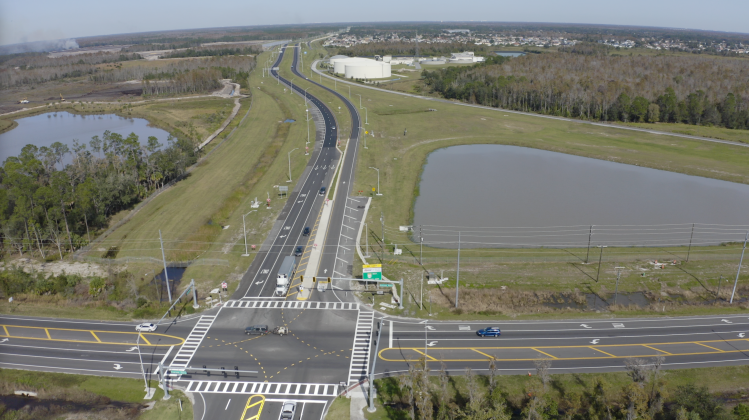 The newly realigned intersection at Cypress Parkway and Poinciana Parkway is designed to better manage traffic flow. PHOTO/CFX