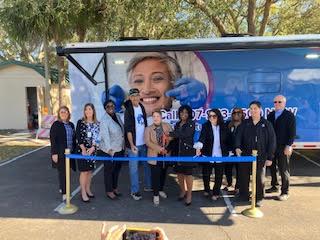 Osceola County and the Osceola Community Health Services cut the ribbon Thursday on a mobile care unit that will make essential dentures and related care more affordable or accessible for residents aged 55 and older. PHOTOS/DAVID CHIVERS
