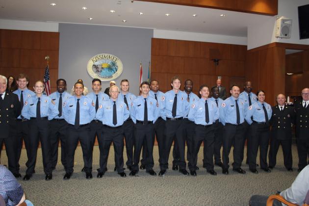 A class of 16 Kissimmee Fire Department recruits, one of the largest in recent memory, was sworn in on March 5. PHOTO/KEN JACKSON