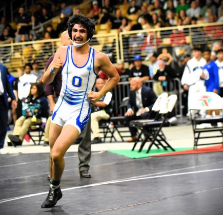 Junior Isfandier Sharipov shows the emotion of his last-seconds comeback state championship victory. PHOTO/KATIE WILLIAMS